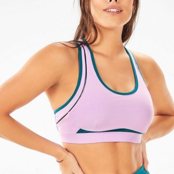 Fabletics Belle High Impact Sports Bra Purple & Teal Green Size Small - Picture 1 of 8